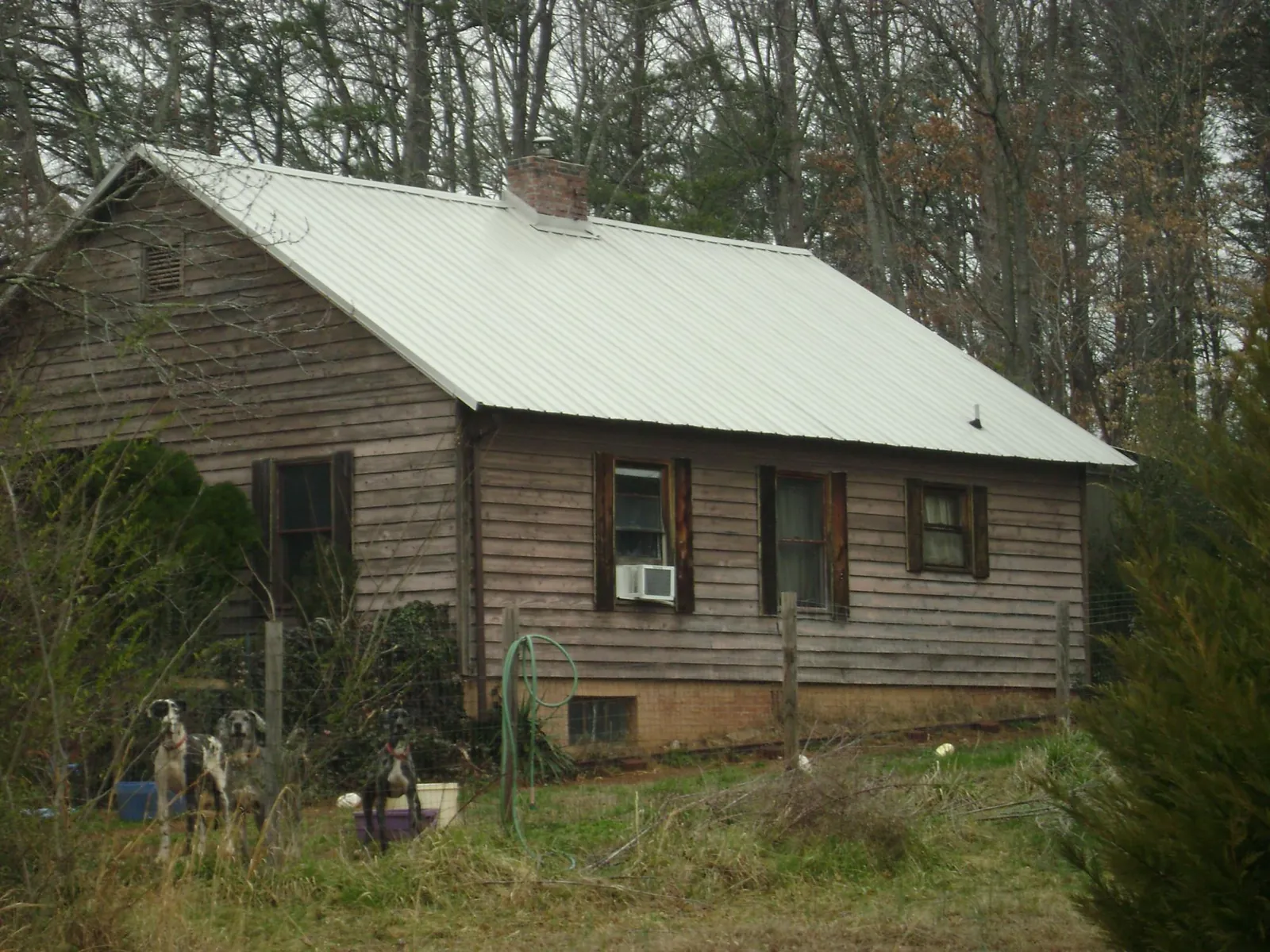 White metal roof on an old wood sided farmhouse, from a Asphalt Shingle Roof Repair job in Ekron